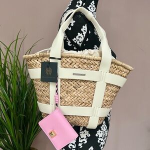 HOUSE OF HARLOW 1960 Woven Santorini Straw Basket Bag & Wallet